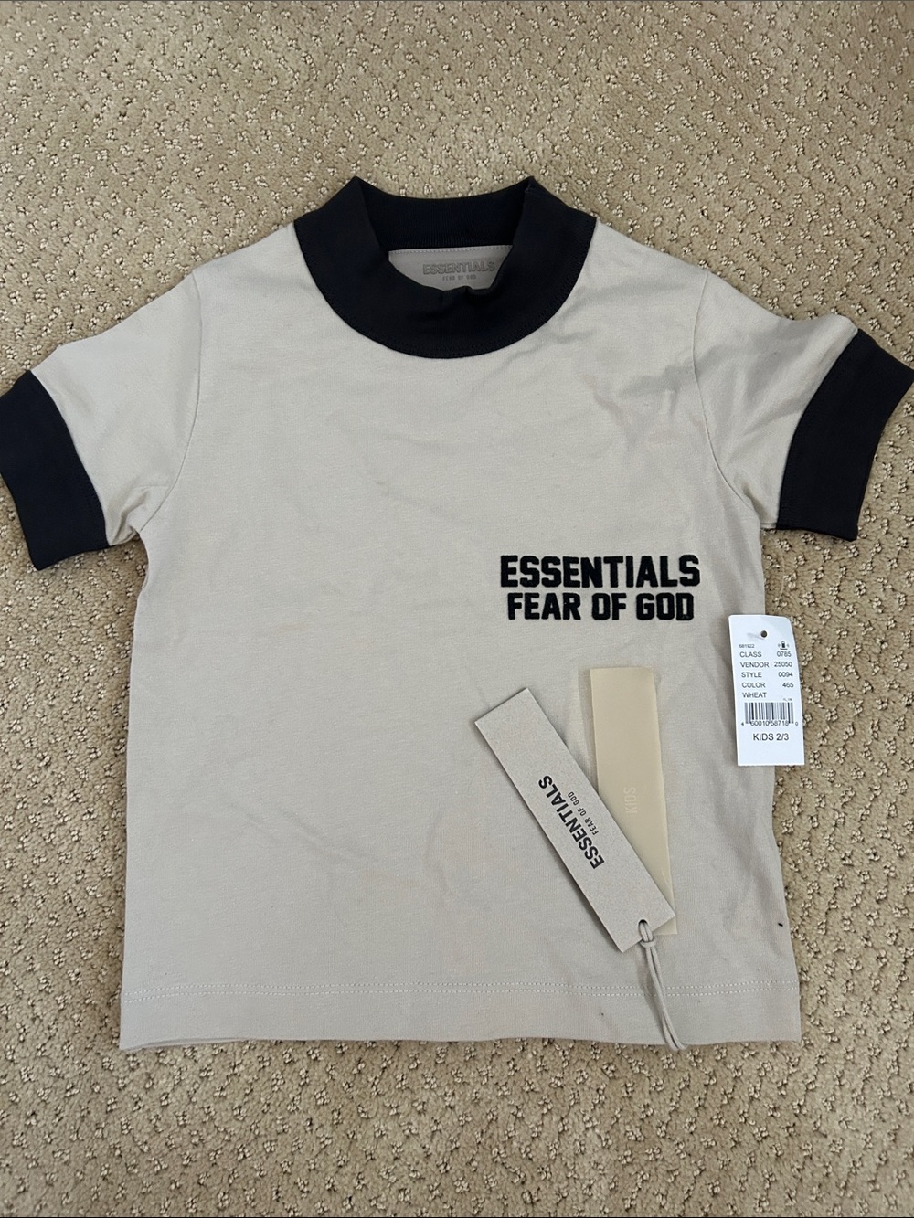 Essentials Fear Of God Beige Tee with Black Trim